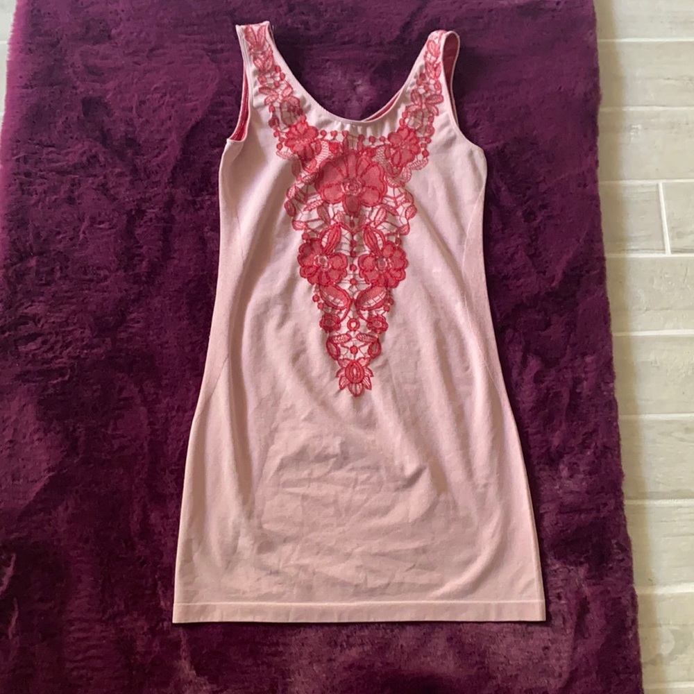 New hidden lotus red embroidered tank dress top
